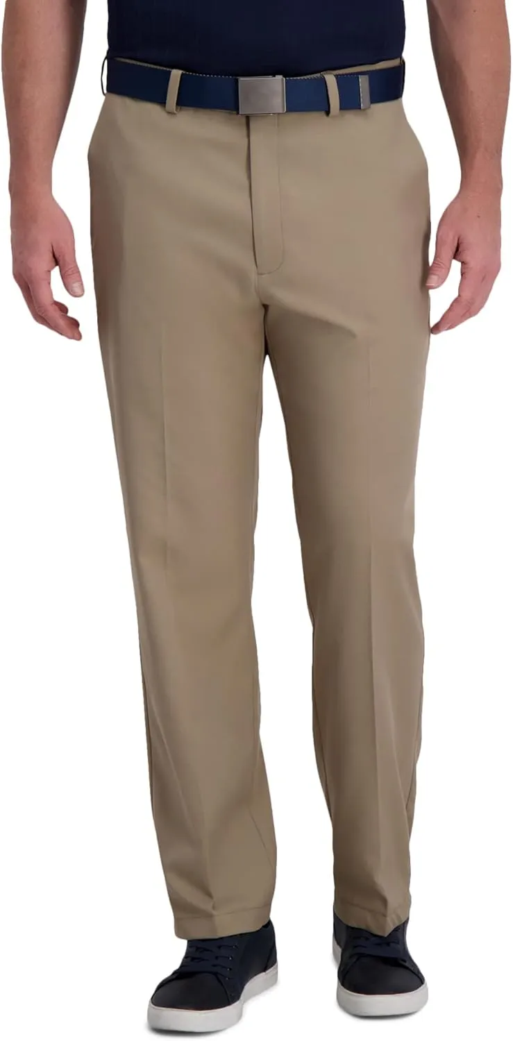 Haggar Men's Cool Right Performance Flex Solid Classic Fit Flat Front Pant