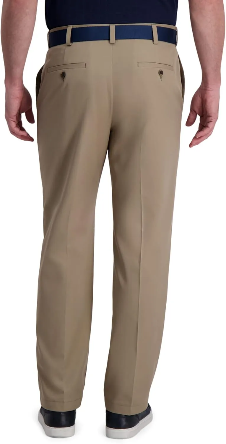 Haggar Men's Cool Right Performance Flex Solid Classic Fit Flat Front Pant