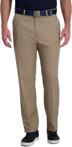 Haggar Men's Cool Right Performance Flex Solid Classic Fit Flat Front Pant