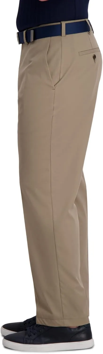 Haggar Men's Cool Right Performance Flex Solid Classic Fit Flat Front Pant