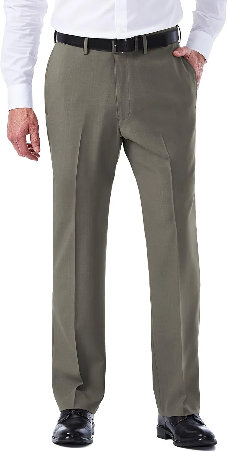 Haggar Men's E Clo Repreve Stria Classic Fit Flat Front Dress Pant