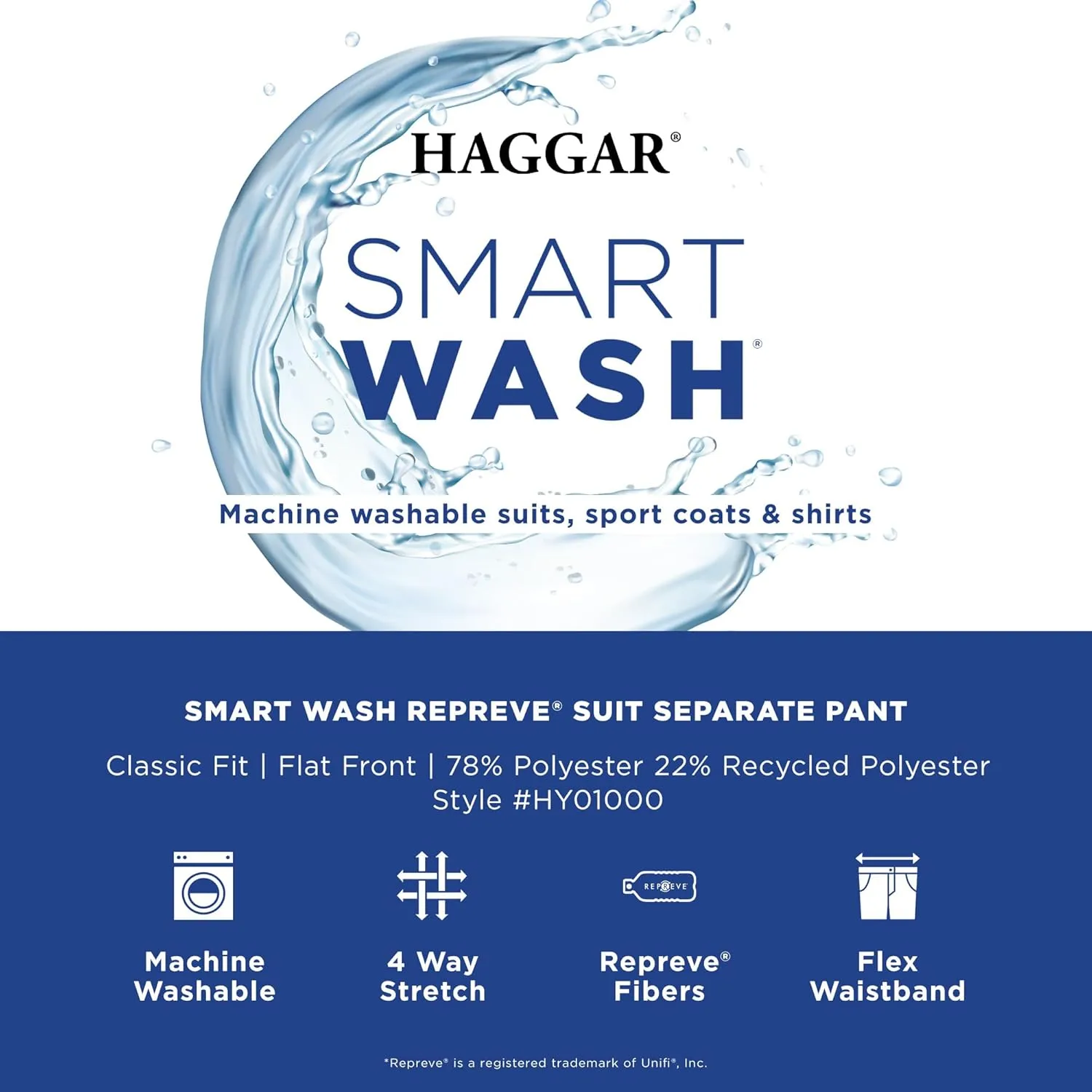Haggar Men's Smart Wash with Repreve Classic Fit Flat Front Dress Pant
