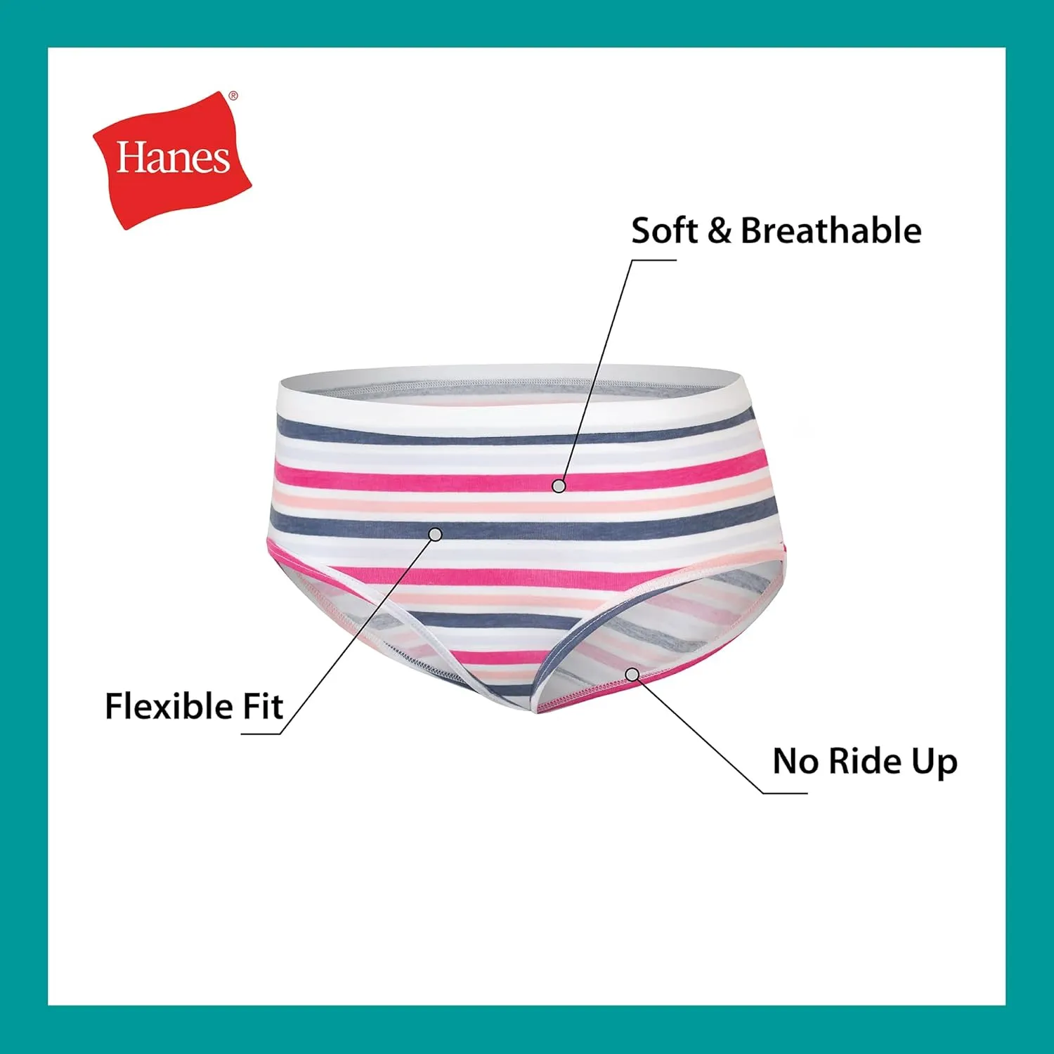 Hanes Brief Underwear, Stretch Cotton Panties for Girls, Assorted, 12-Pack
