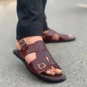 Hedgez Premium Leather Handmade Nicol Sandal Oxblood-SD1020