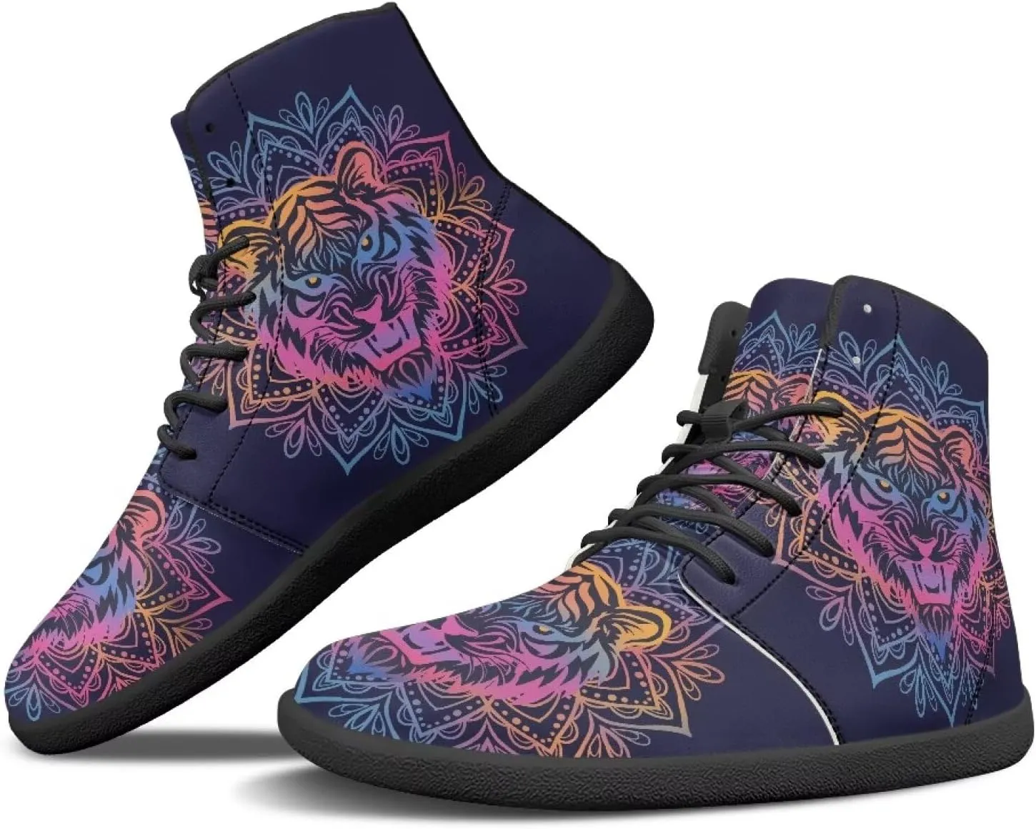 High Top Sneakers for Women Canvas Shoes Comfortable Flat Sneakers Casual Lace Up High Top PU Leather