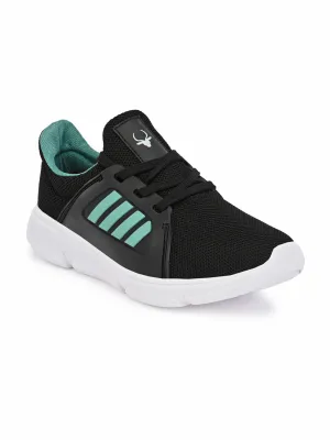Hirolas® Men's Black/Blue Mesh Running/Walking/Gym Lace Up Sport Shoes (HRL2003BLS)