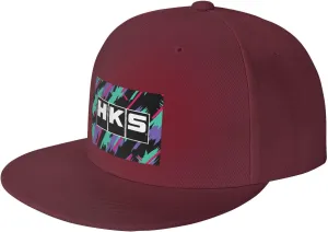 Hks Japanese Aftermarked Car Parts Hats for Men Flat Bill Fitted Caps Hiphop Rap Adjustable Baseball Trucker Dad Hat