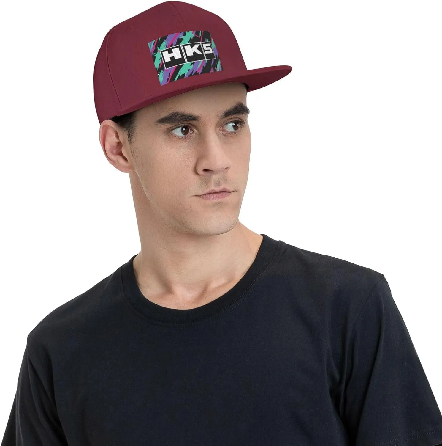 Hks Japanese Aftermarked Car Parts Hats for Men Flat Bill Fitted Caps Hiphop Rap Adjustable Baseball Trucker Dad Hat