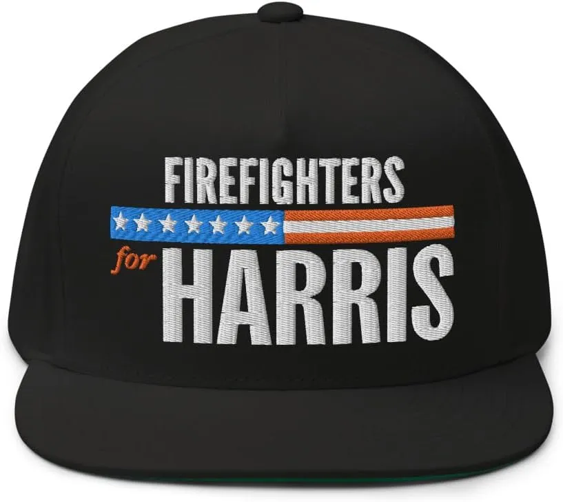 Hogue WS LLC Firefighters for Harris Hat (Embroidered Flat Bill Snapback Cap) Fire Fighters for Kamala Harris Hat