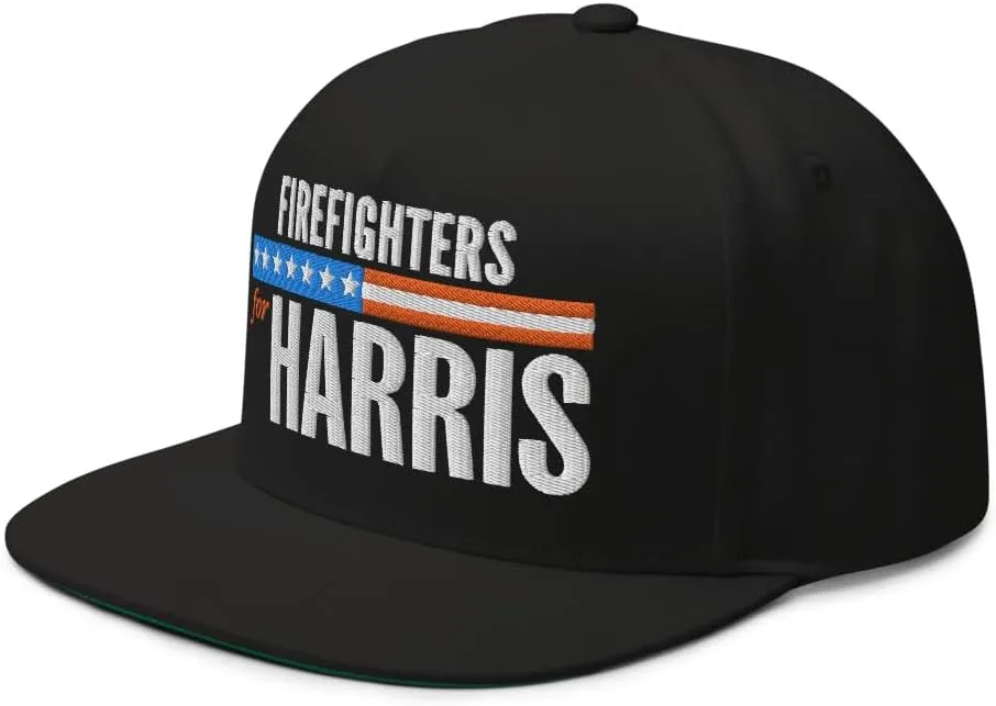 Hogue WS LLC Firefighters for Harris Hat (Embroidered Flat Bill Snapback Cap) Fire Fighters for Kamala Harris Hat