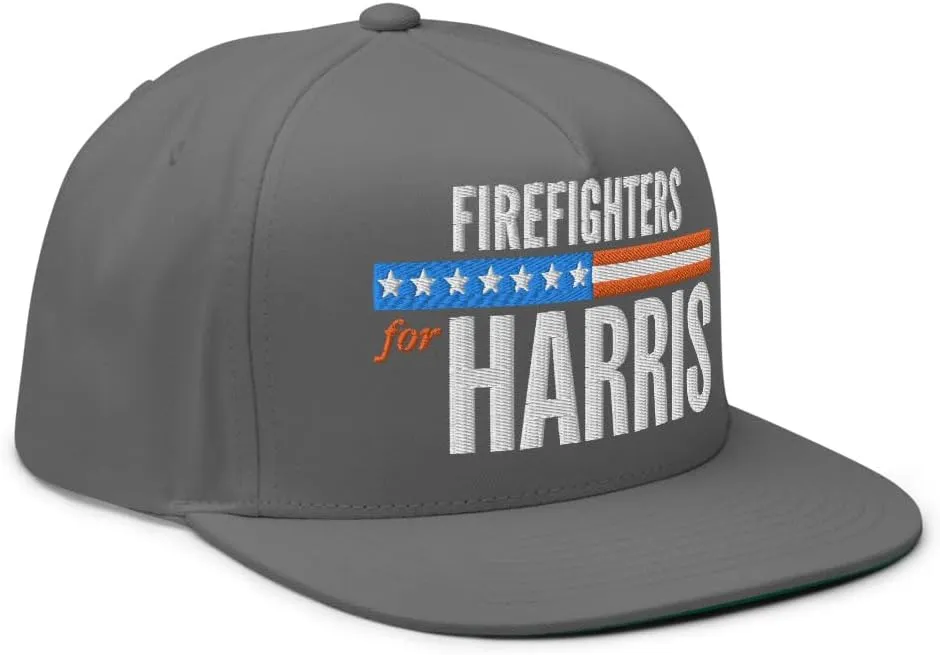 Hogue WS LLC Firefighters for Harris Hat (Embroidered Flat Bill Snapback Cap) Fire Fighters for Kamala Harris Hat