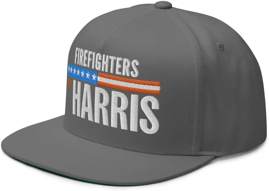 Hogue WS LLC Firefighters for Harris Hat (Embroidered Flat Bill Snapback Cap) Fire Fighters for Kamala Harris Hat