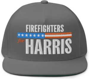 Hogue WS LLC Firefighters for Harris Hat (Embroidered Flat Bill Snapback Cap) Fire Fighters for Kamala Harris Hat