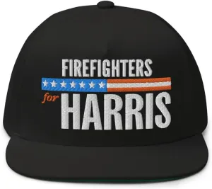 Hogue WS LLC Firefighters for Harris Hat (Embroidered Flat Bill Snapback Cap) Fire Fighters for Kamala Harris Hat