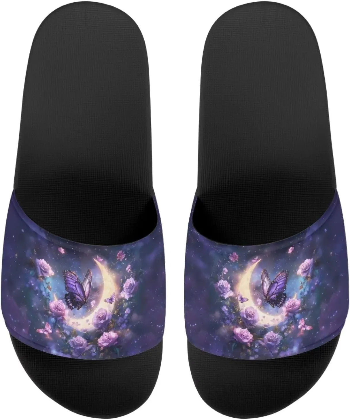 Howilath Women's Casual Single Band Flat Slippers, Novelty Patten Open Toe Slides Sandal Comfortable Soft Sole House Slippers