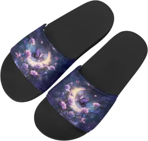 Howilath Women's Casual Single Band Flat Slippers, Novelty Patten Open Toe Slides Sandal Comfortable Soft Sole House Slippers