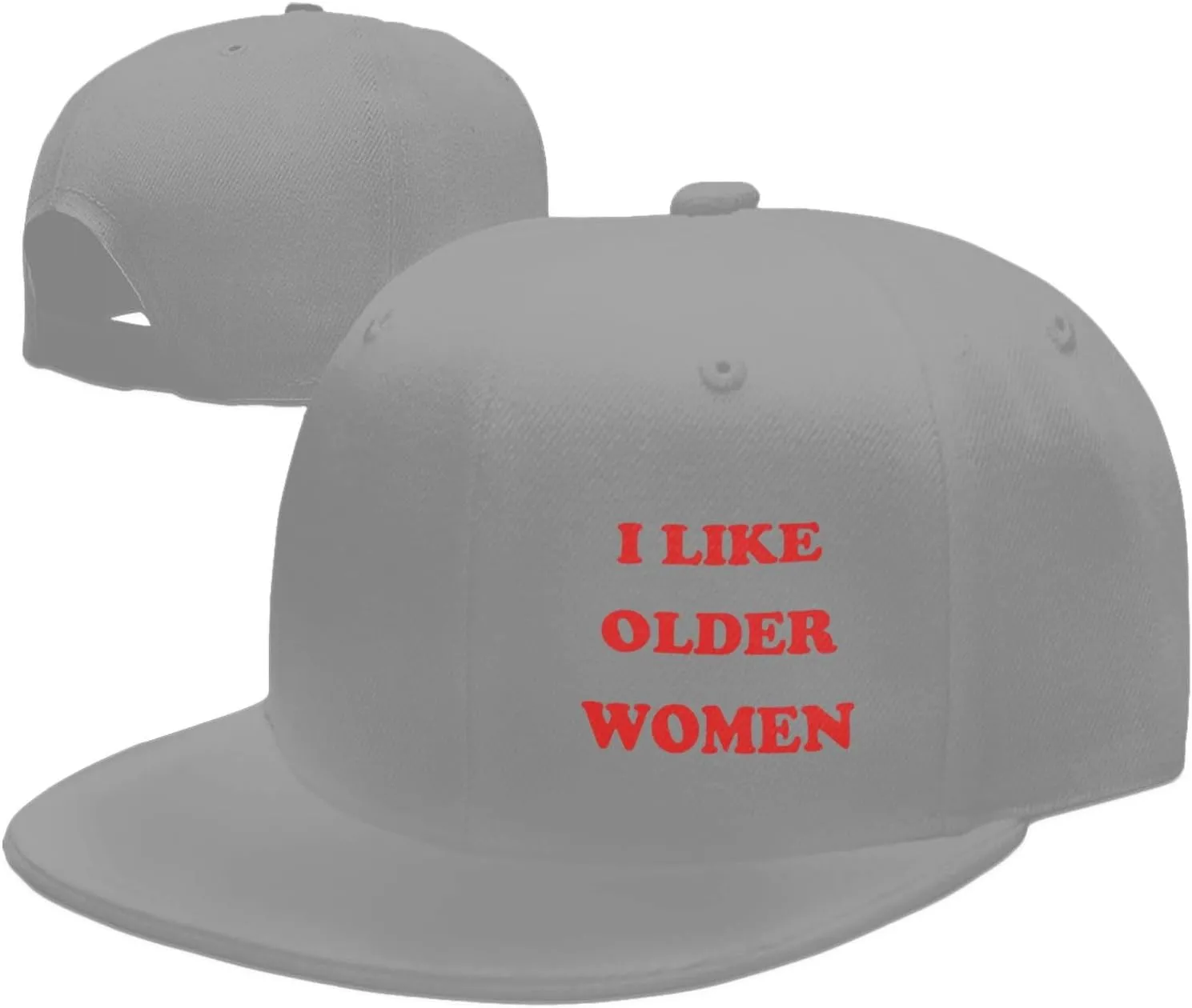 I Like Older Women Flat Brim Baseball Cap,Classic Snapback Hats Adjustable Trucker Hat for Men & Women,Black
