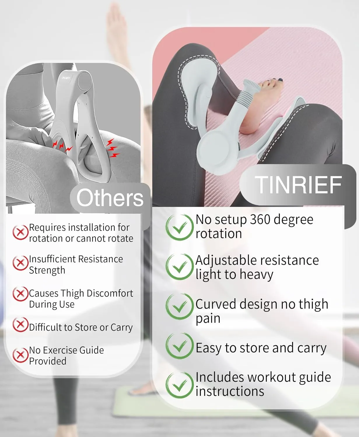Inner Thigh Exerciser for Women, Pelvic Floor Muscle Exercise Devices, Adjustable Hip Trainer Kegel Exerciser for Postpartum Rehabilitation, Thigh Toner Workout Equipment