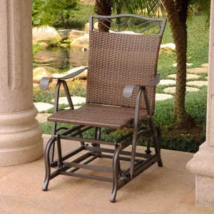 International Caravan Valencia Resin Wicker Glider Chair Antique Brown