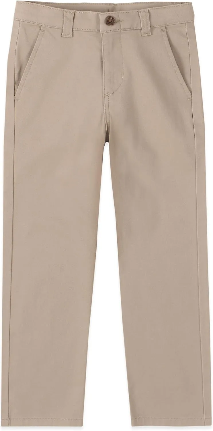 IZOD Boys' School Uniform Twill Pants, Flat Front & Comfortable Waistband with 5 Pockets