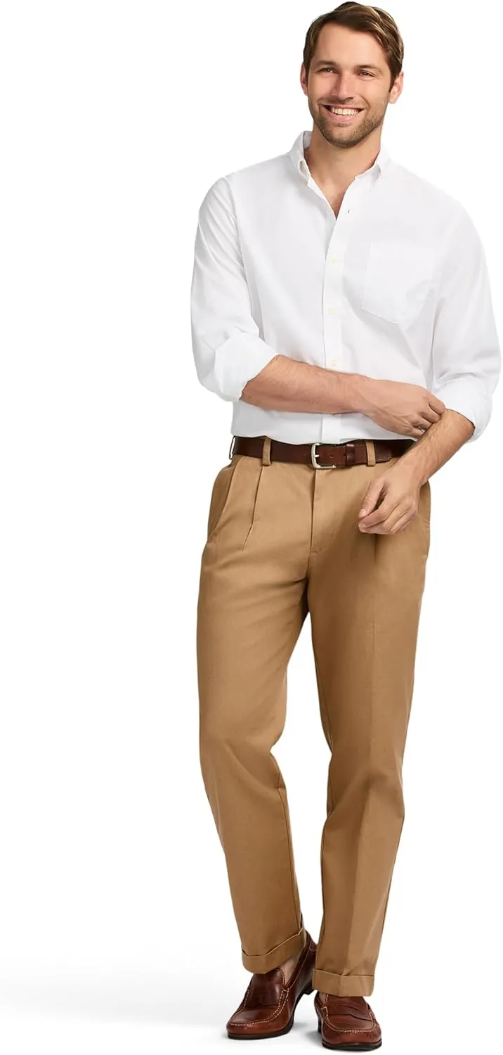 IZOD Men's American Chino Double Pleated Classic Fit Pant