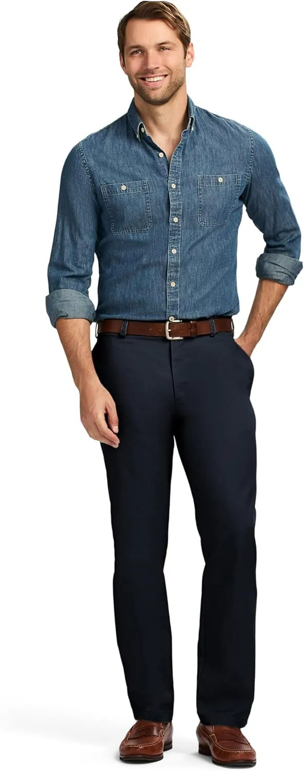 IZOD Men's American Chino Flat Front Slim Fit Pant