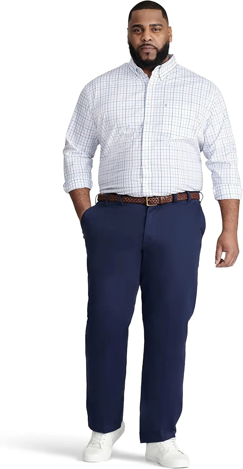 IZOD Men's Big and Tall Performance Stretch Flat Front Pant