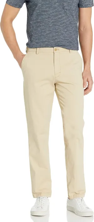 IZOD Men's Saltwater Stretch Flat Front Straight Fit Chino, Pale Khaki, 32W x 30L