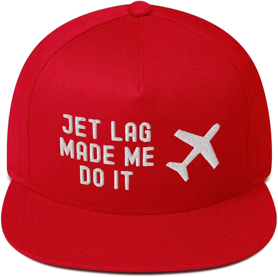 Jet Lag Made Me Do It Airline Aviation Snapback Flat Bill Hat