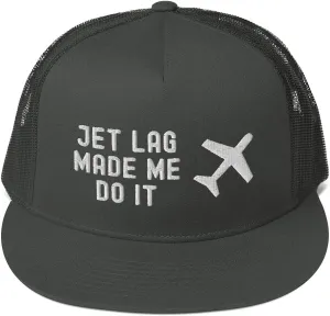 Jet Lag Made Me Do It Airline Aviation Trucker Flat Bill Hat