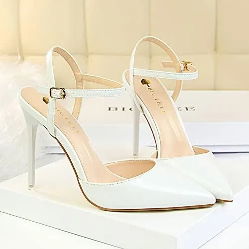 JiangWei Shu Women's High Heeled Sandal Ankle Strap Pointed Toe Party Wedding Dress Shoes