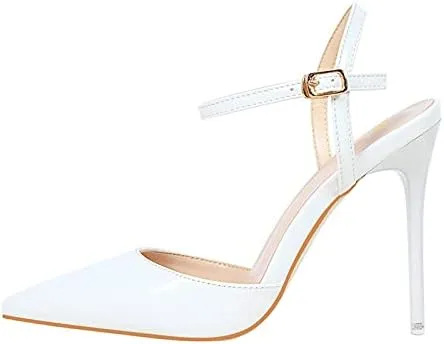JiangWei Shu Women's High Heeled Sandal Ankle Strap Pointed Toe Party Wedding Dress Shoes
