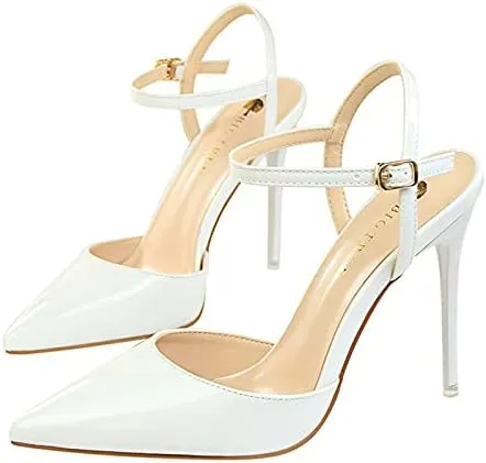 JiangWei Shu Women's High Heeled Sandal Ankle Strap Pointed Toe Party Wedding Dress Shoes