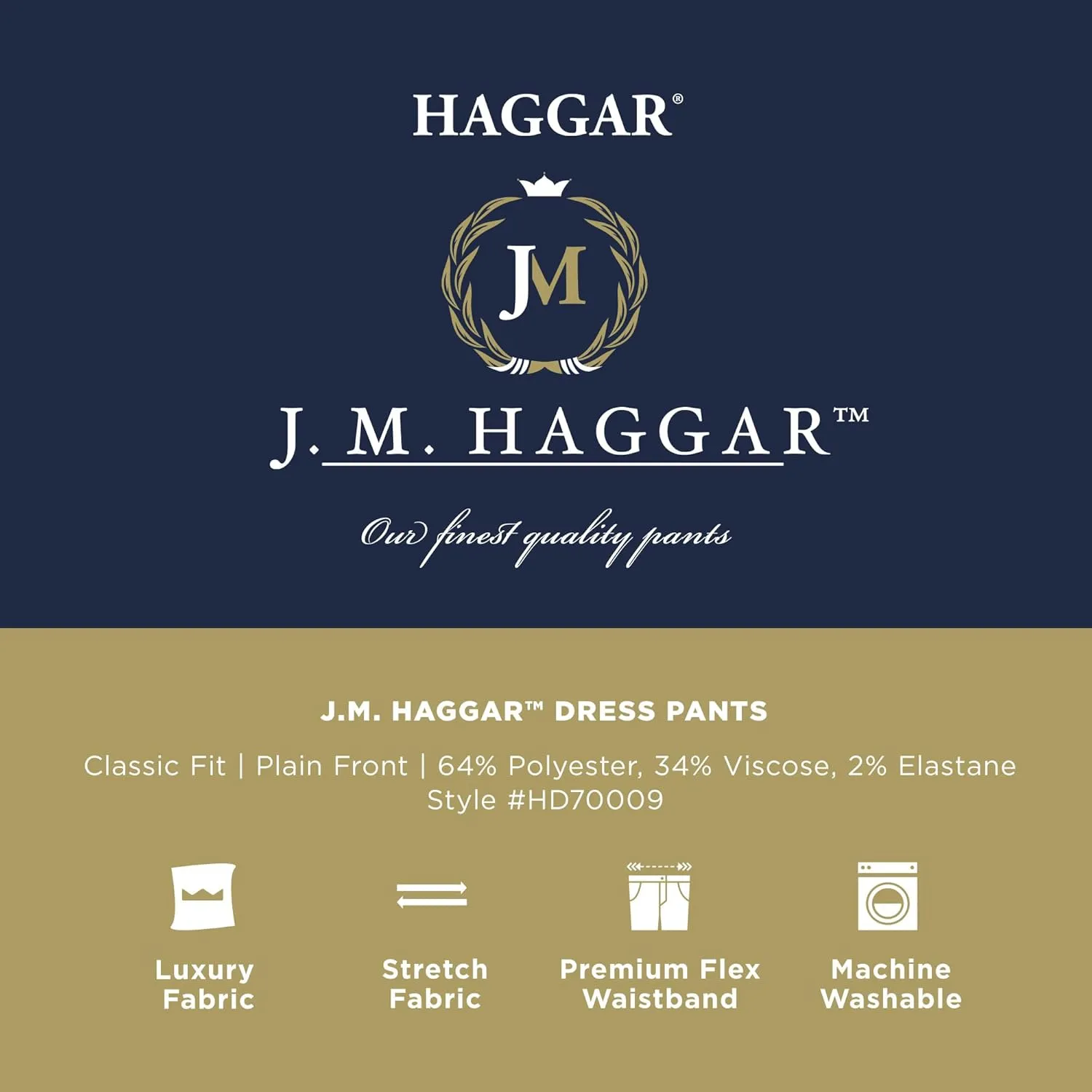 J.M. Haggar Men's 4-Way Stretch Straight Fit Flat Front Dress Pant
