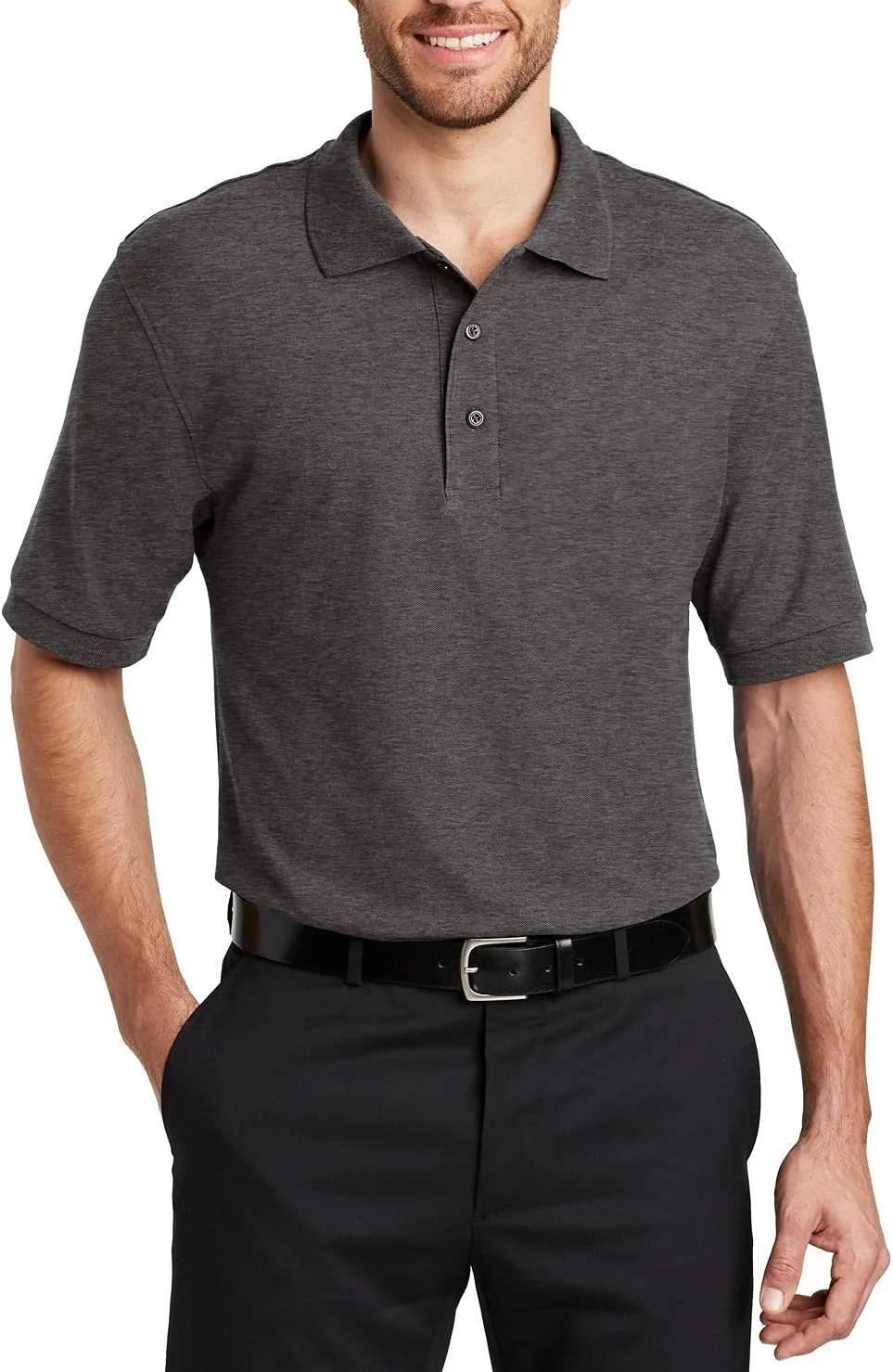 JustBlanks Men's Short Sleeves Silk Touch Polo Shirt 5-Ounce, Cotton-Poly Flat Knit Collar-Cuffs Polo Shirt for Men