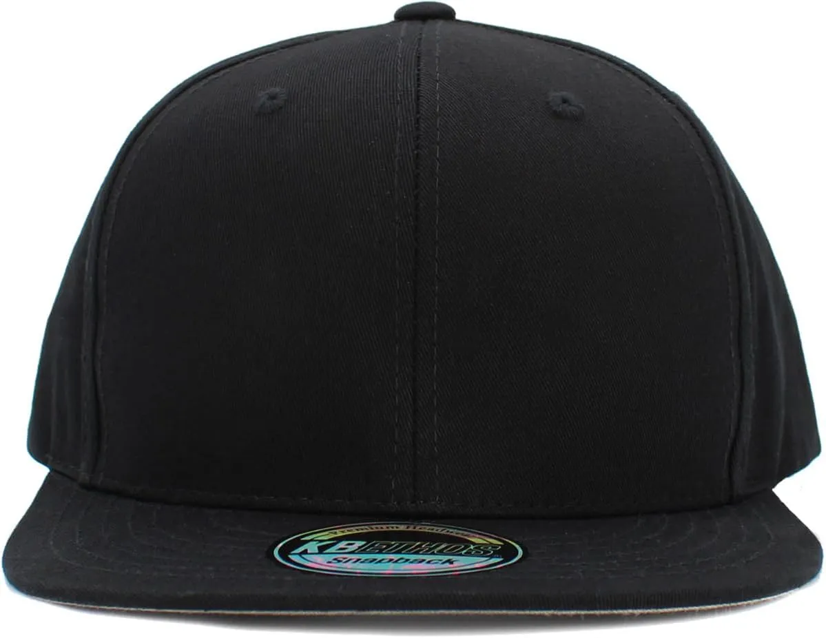 KBETHOS Classic Snapback Hat Blank Cap Underbrim Cotton Wool Blend Flat Visor Adjustable Unisex