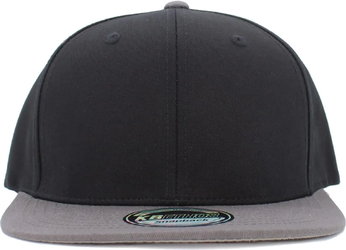 KBETHOS Classic Snapback Hat Blank Cap Underbrim Cotton Wool Blend Flat Visor Adjustable Unisex