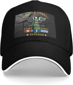 Korean Combat Veteran Army Colonel Airflow Sandwich Baseball Cap - Adjustable for Men and Women Comfortable Dad Hat Black61