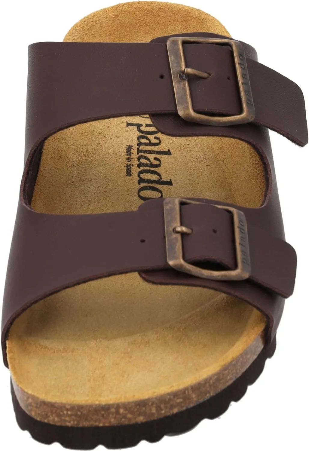 Korfu Men's Matt Slip-On Sandals with Adjustable Straps - Slippers with Suede Sole and Natural Cork Footbed - Black - Sizes: 41, 42, 43, 44, 45, 46, 47
