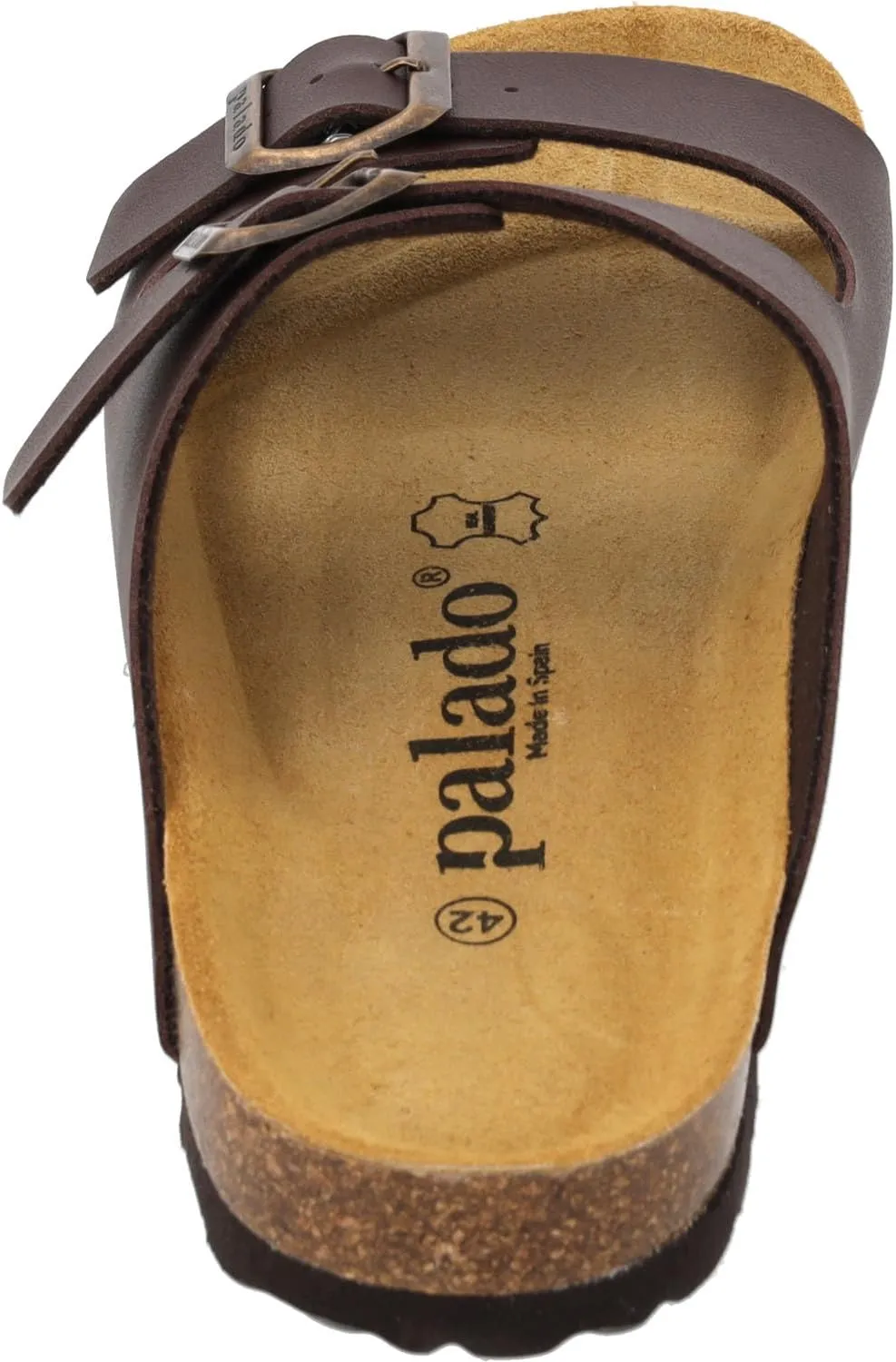 Korfu Men's Matt Slip-On Sandals with Adjustable Straps - Slippers with Suede Sole and Natural Cork Footbed - Black - Sizes: 41, 42, 43, 44, 45, 46, 47