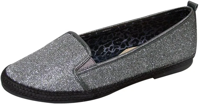 Lacy Women Wide Width Casual Slip-On Metallic Loafer Flats