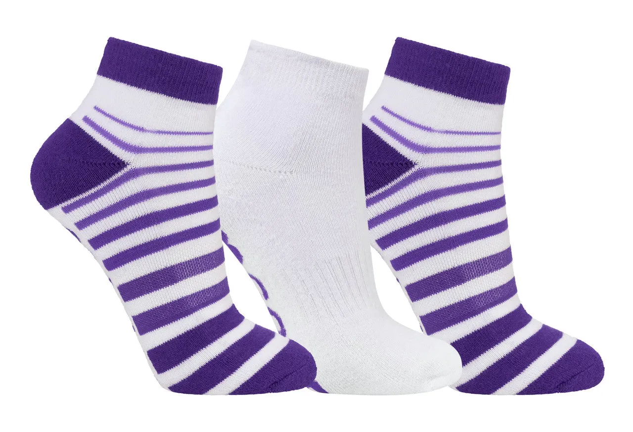 Ladies Golf Trainer Socks - 3 Pair Pack - Purple