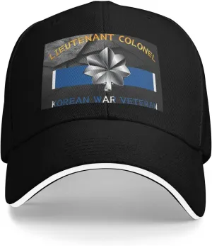 Lieutenant Colonel Korean War Veteran Airflow Sandwich Baseball Cap - Adjustable for Men and Women Comfortable Dad Hat Black70