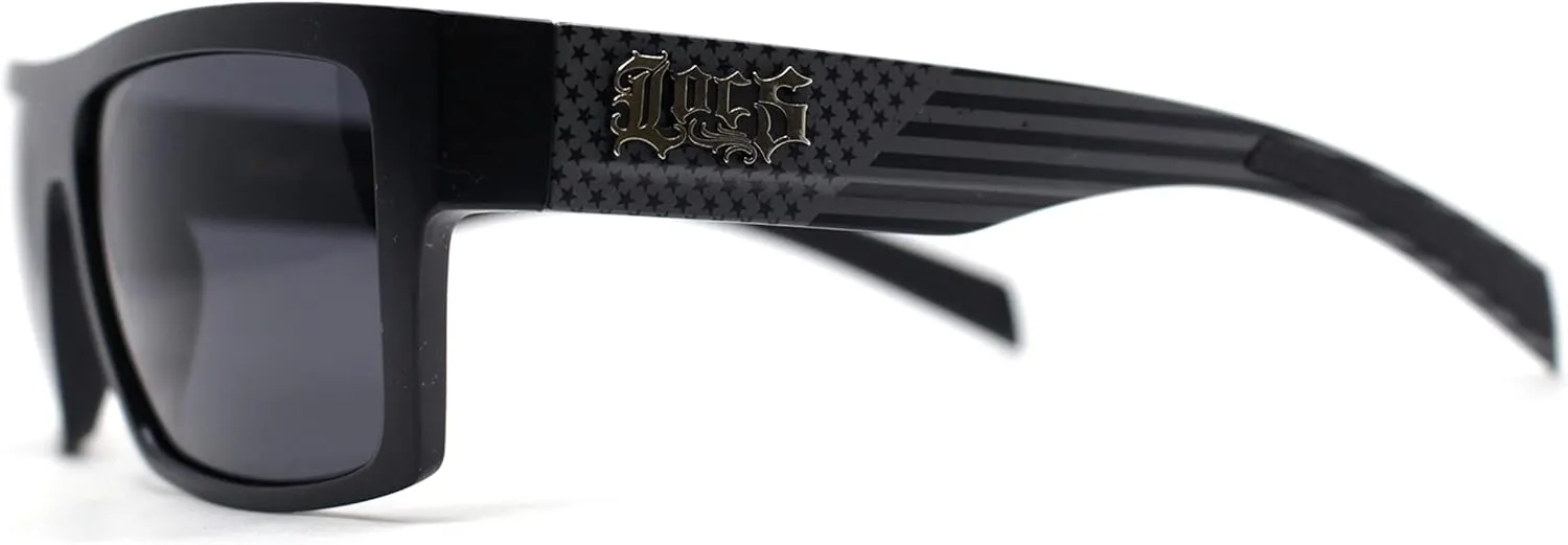 Locs Patriotic USA Flag Print Arm Flat Top Manly Sunglasses