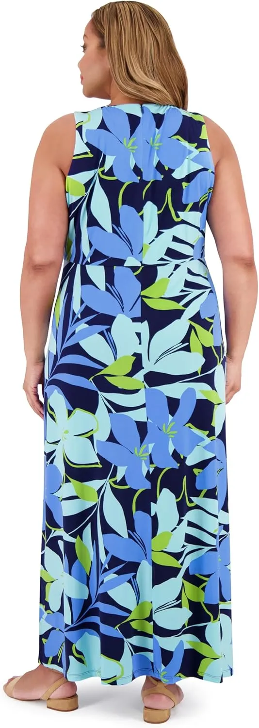 London Times Sleeveless Maxi Waistband Twist Detail | Comfortable Summer Dresses for Women