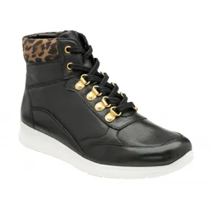 Lotus Ladies Saskia Stressless Black Patent Leopard Wedge Ankle Boots Trainers