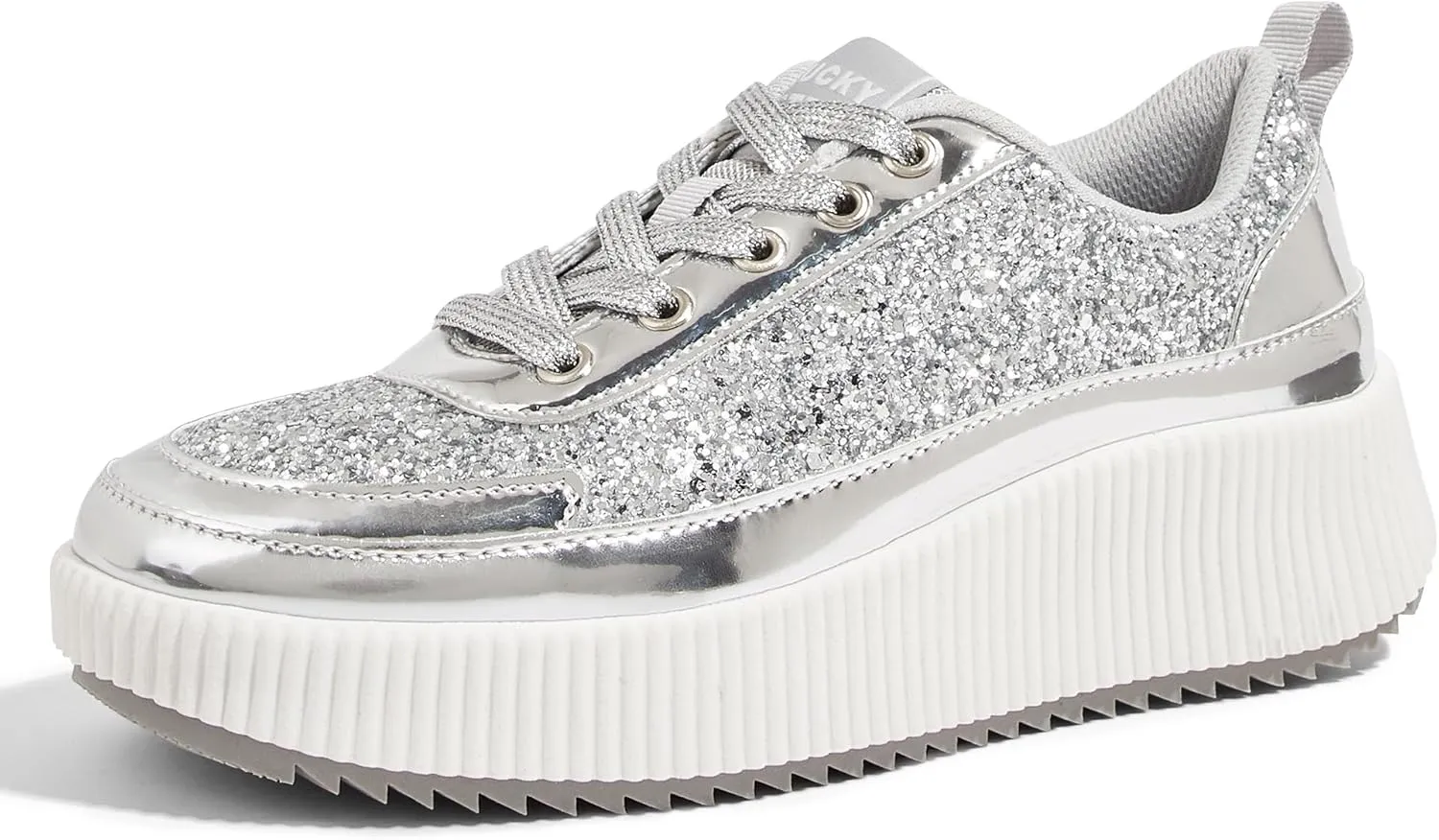 LUCKY STEP Women's Platform Sneakers Rhinestone Fashion Chunky Casual Sparkly Retro Braided Walking Shoes