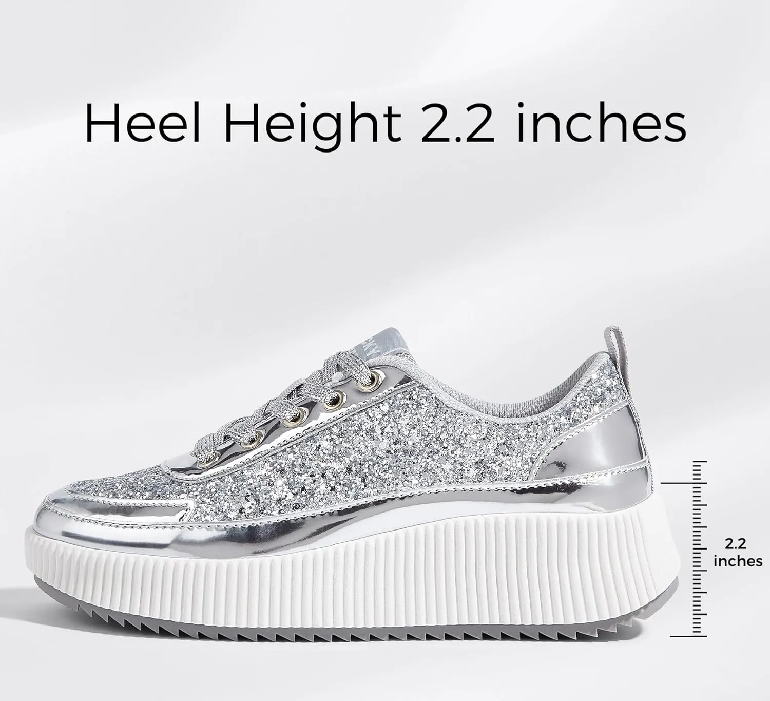LUCKY STEP Women's Platform Sneakers Rhinestone Fashion Chunky Casual Sparkly Retro Braided Walking Shoes