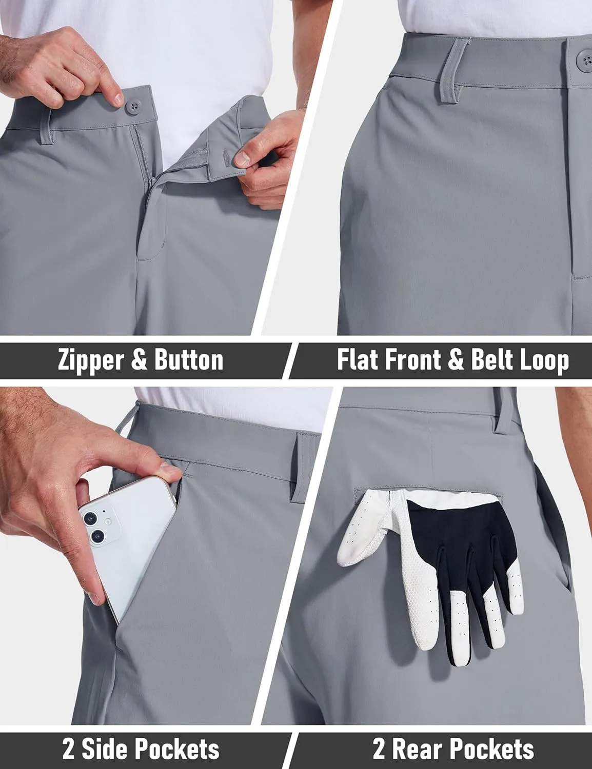 MAGCOMSEN Men's Golf Shorts 9 Inch Inseam Quick Dry Casual Shorts Stretch Hiking Dress Work Shorts with 4 Pockets Flat Front