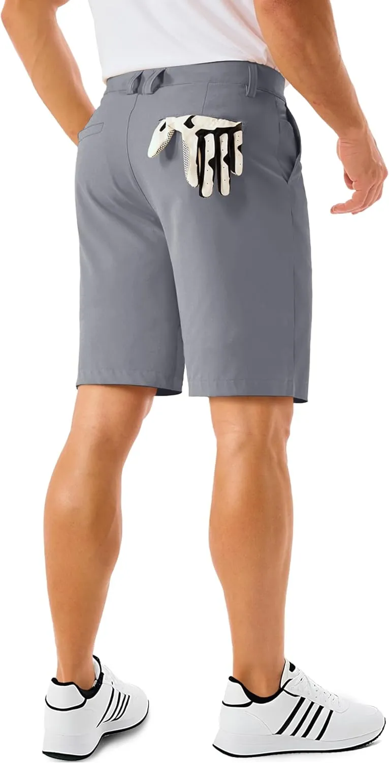 MAGCOMSEN Men's Golf Shorts 9 Inch Inseam Quick Dry Casual Shorts Stretch Hiking Dress Work Shorts with 4 Pockets Flat Front